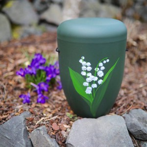 Hand Painted Biodegradable Cremation Ashes Funeral Urn / Casket – Snowdrop Flowers
